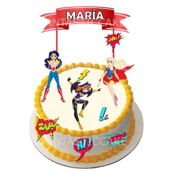 Topper para tarta Superhero Girls Personalizado